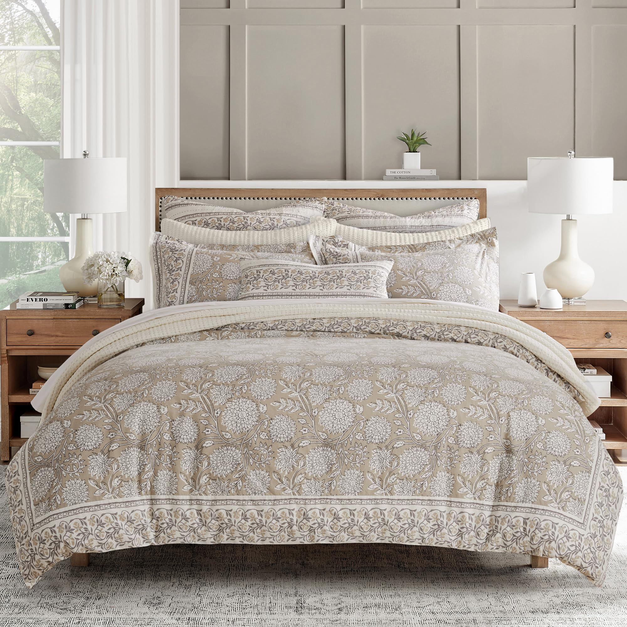 Amazon.com: Levtex Home Adare Taupe Reversible Queen Duvet Cover